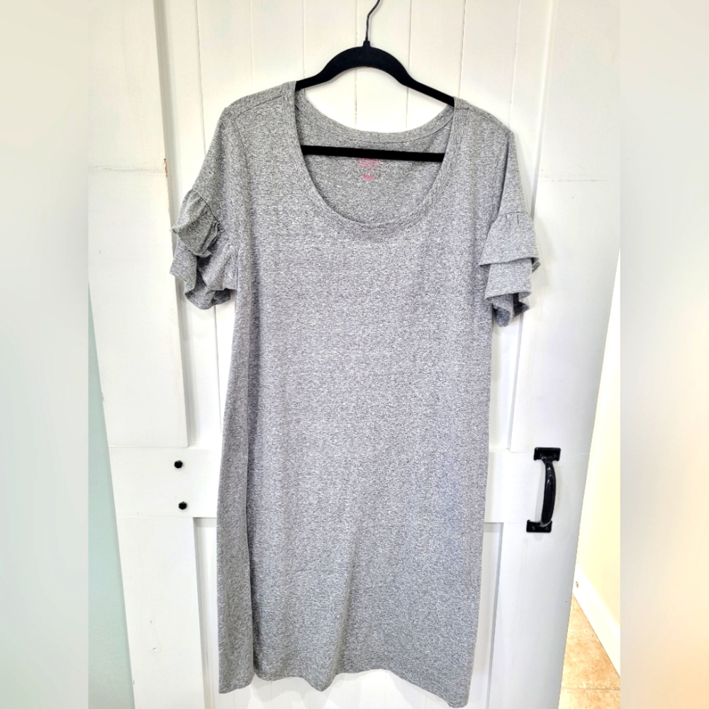 Womens Gray Isabel Maternity Dress Ruffle Sleeve Size Large